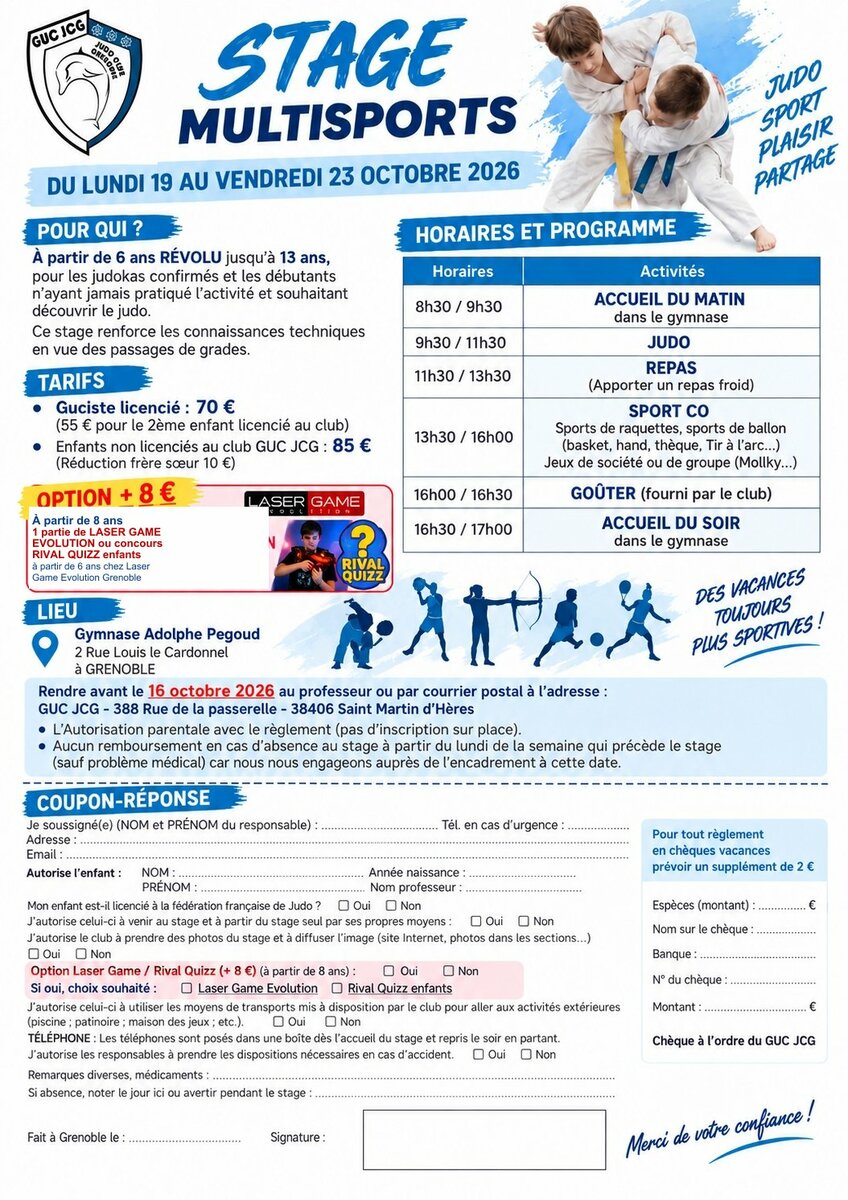 Stage 6-13 ans 19 -24 octobre 2026